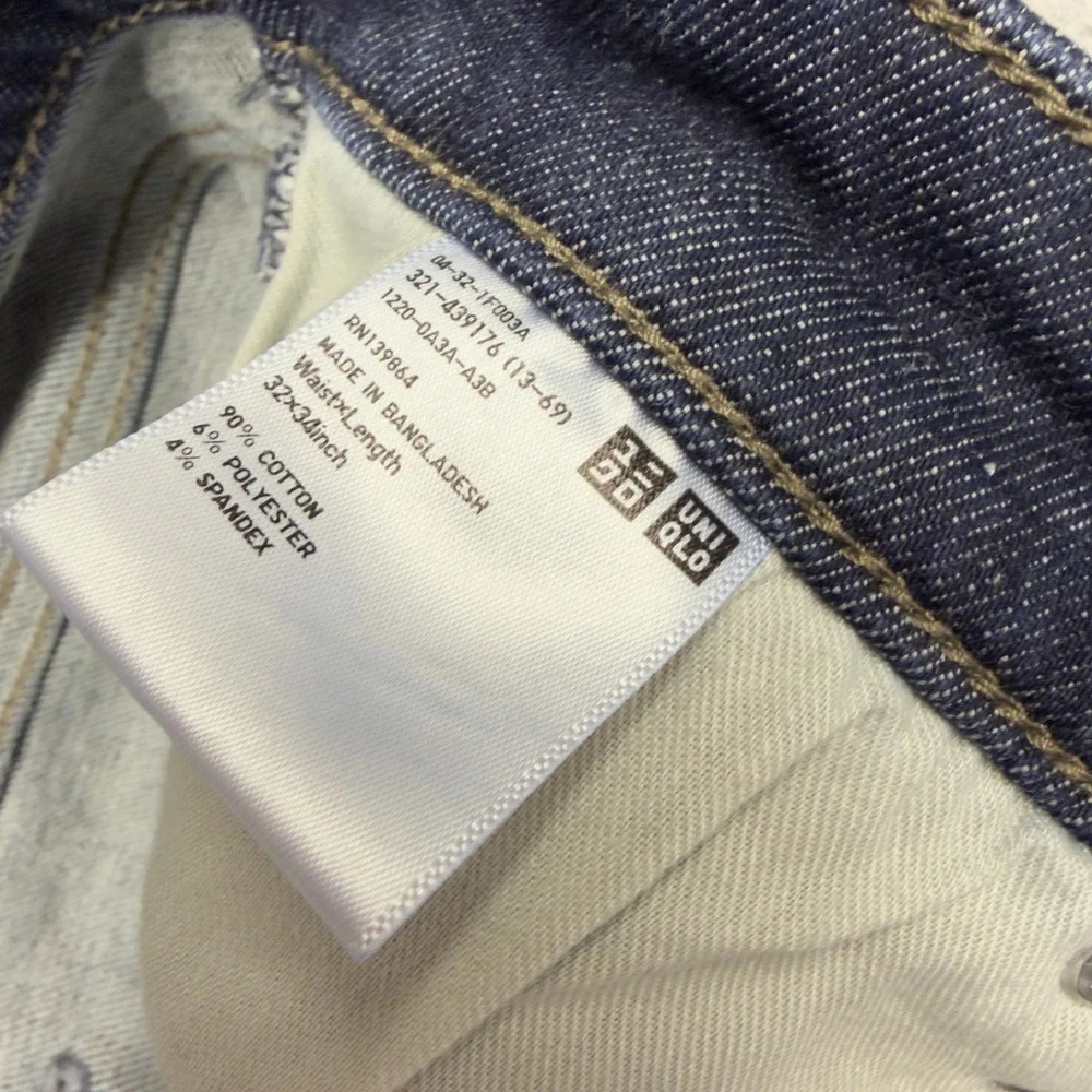 Uniqlo Jeans Mens 32x34 Dark Wash Indigo Slim Stretch Denim Pants Casual